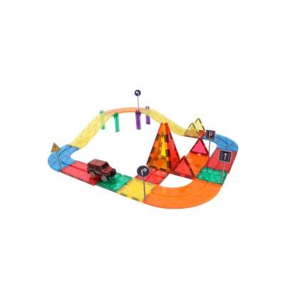 Funny Colorful Magnetic Kids Toy Traffic Cars Race Run Track Tiles Construction Toddler Play Set